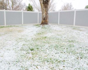 6' Tall Classic Privacy Fence Two Tone White Frame w/ Grey Wood In-Fill